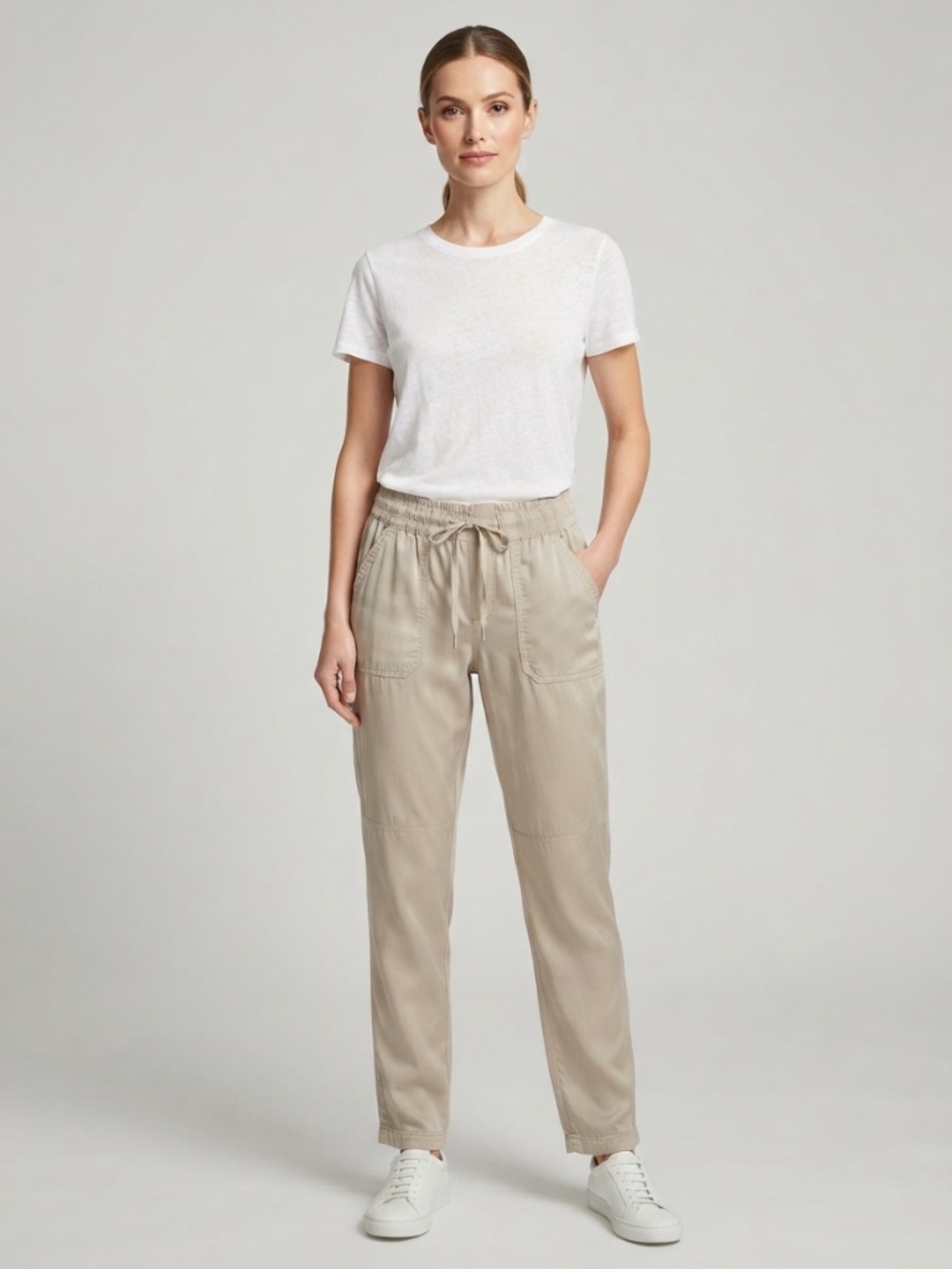 Orvis Tencel Blend Drawstring Utility Pants Tan Khaki Size 4 Travel Gorpcore